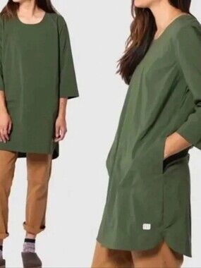 Topo Designs Oversized 3/4 Sleeve Tunic Dress Moisture Wicking Outdoor Travel